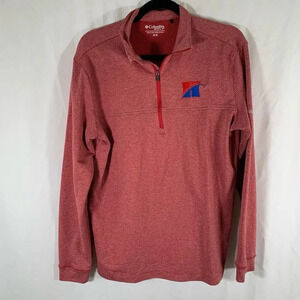Columbia Golf Pullover Men's Medium Red 1/4 Zip Long Sleeve Sweater Lightweight